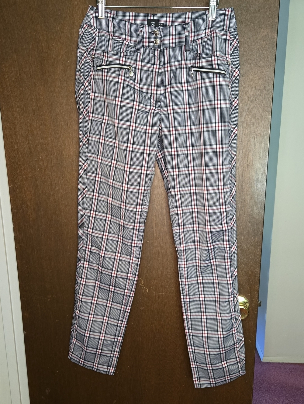 Daily Sports Black, White & Red Plaid Golf Pants